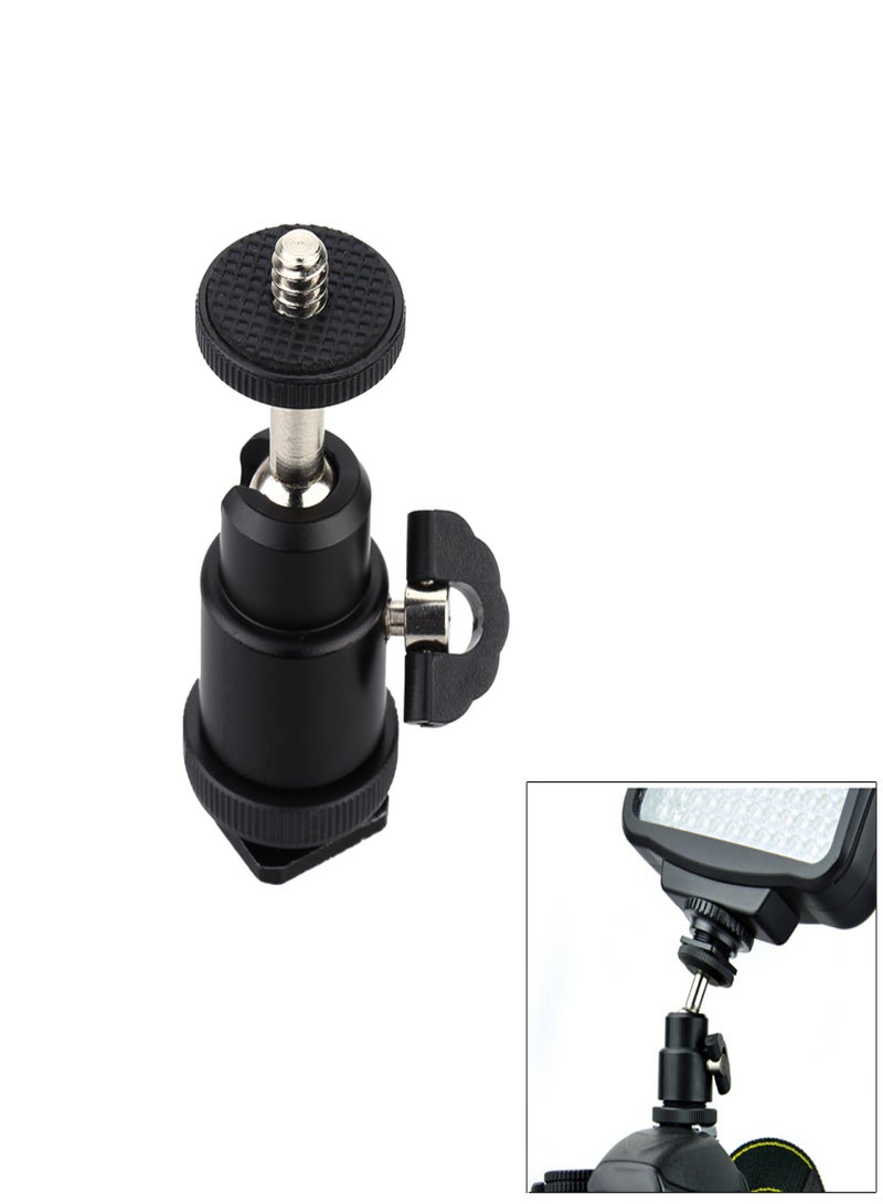 ANDOER Aluminium Alloy Mini Ball Head 1/4" Mount with Flash Shoe for DSLR SLR DC Camera Mini DV Monitor etc - Image 1